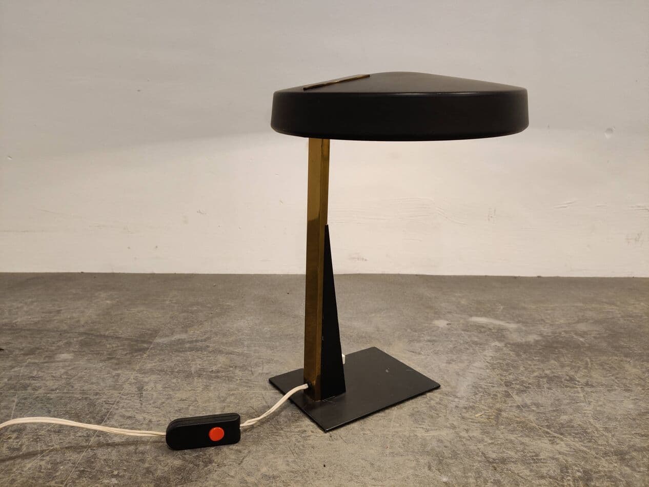 Lampa stołowa, mosiądz czarny, Philips, Holandia, lata 50. - 273531