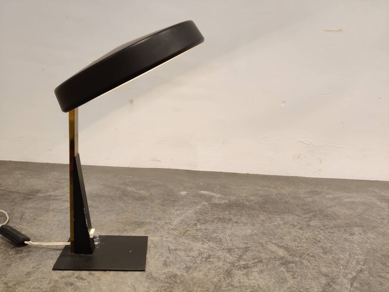 Lampa stołowa, mosiądz czarny, Philips, Holandia, lata 50. - 273536