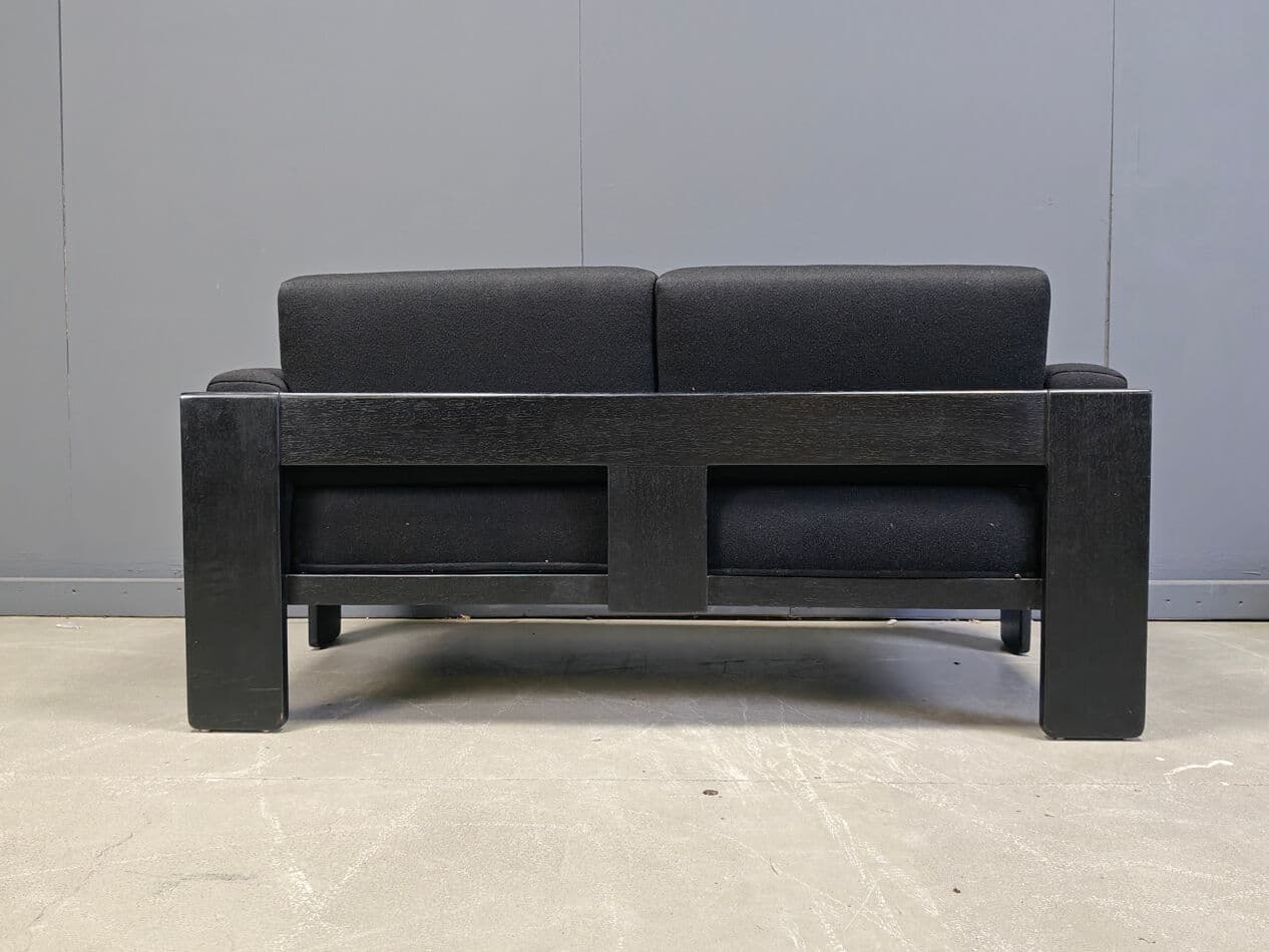 Zestaw sof Bastiano, tkanina czarna, drewno czarne, proj. T. Scarpa, Knoll, Włochy, lata 70. - 273468