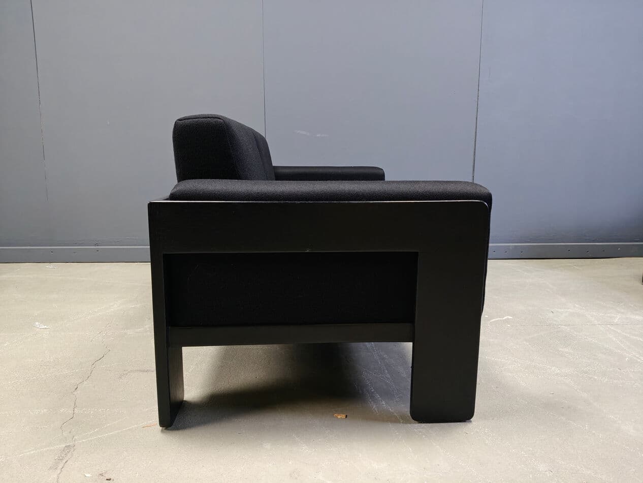 Zestaw sof Bastiano, tkanina czarna, drewno czarne, proj. T. Scarpa, Knoll, Włochy, lata 70. - 273464