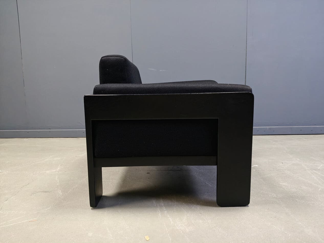 Zestaw sof Bastiano, tkanina czarna, drewno czarne, proj. T. Scarpa, Knoll, Włochy, lata 70. - 273458