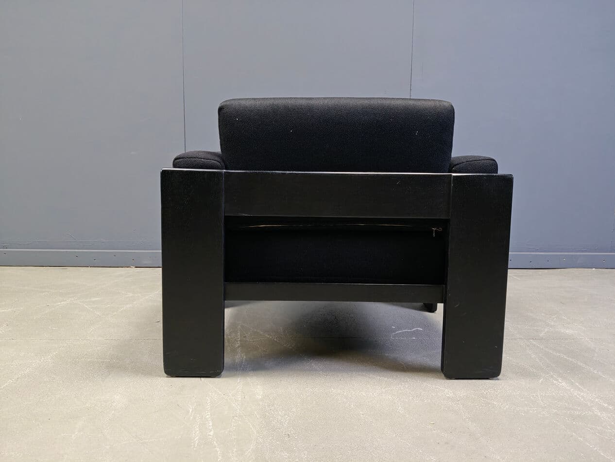 Zestaw sof Bastiano, tkanina czarna, drewno czarne, proj. T. Scarpa, Knoll, Włochy, lata 70. - 273469