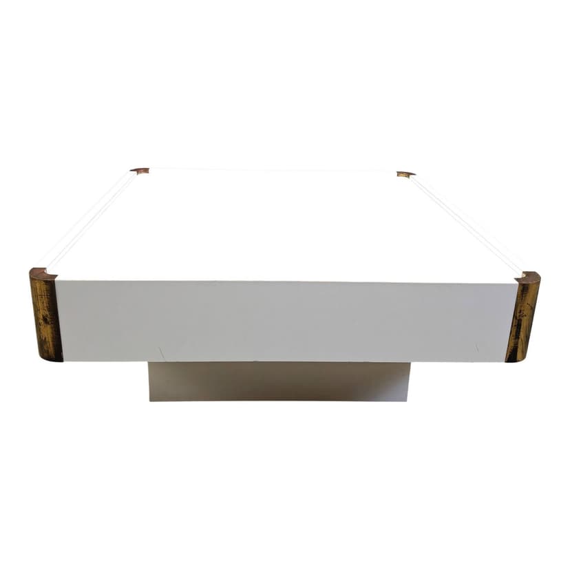 Coffee table, white lacquered wood, Italy, 1970s.
