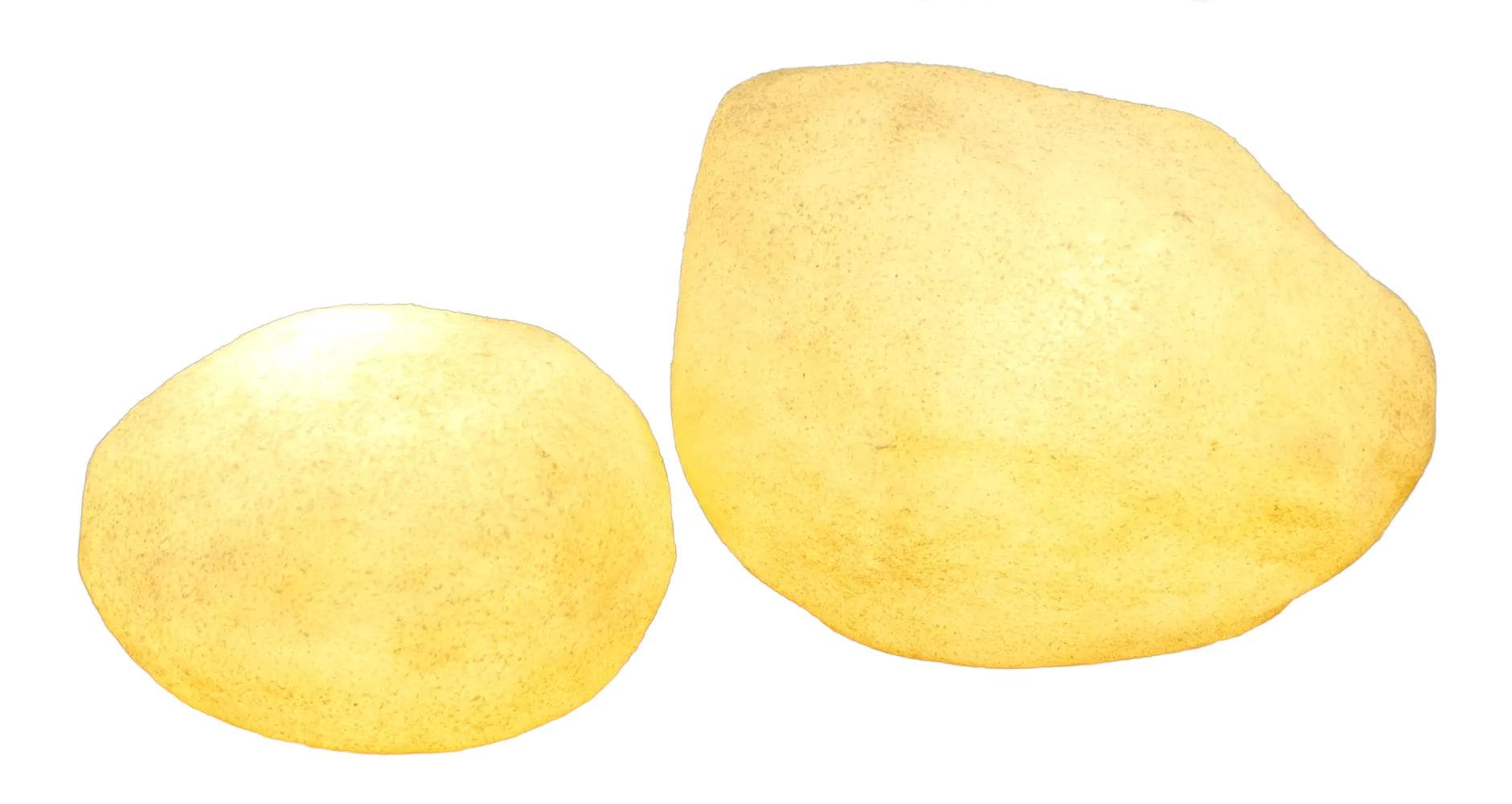 Set of floor lamps Moonstone, yellow fiberglass, Leola, Germany, 1970s.