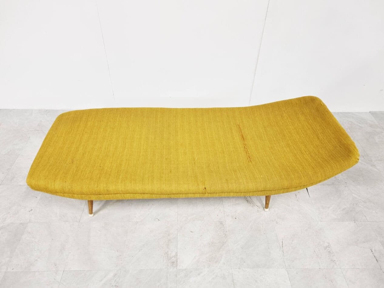 Daybed mid-century, yellow cotton, Netherlands, 1960s. - 273369