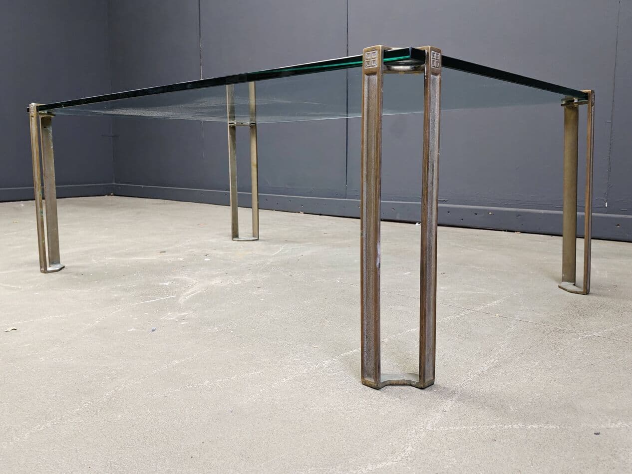 Coffee Table T24 Pioneer, clear glass, gold brass, by P. Ghyczy, Netherlands, 1970s - 273345