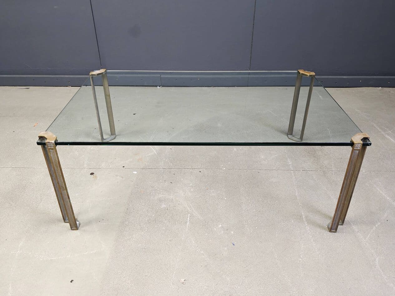 Coffee Table T24 Pioneer, clear glass, gold brass, by P. Ghyczy, Netherlands, 1970s - 273340