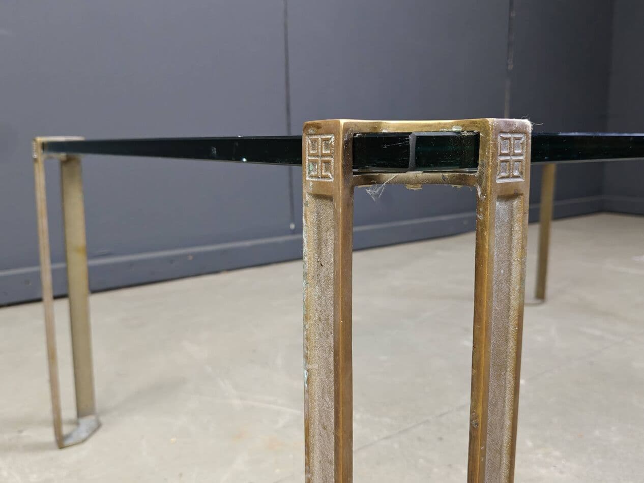 Coffee Table T24 Pioneer, clear glass, gold brass, by P. Ghyczy, Netherlands, 1970s - 273342