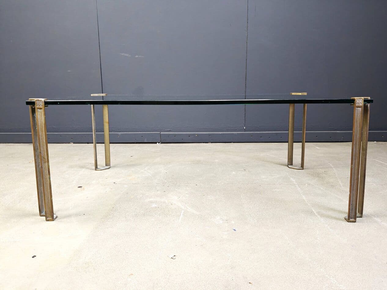 Coffee Table T24 Pioneer, clear glass, gold brass, by P. Ghyczy, Netherlands, 1970s - 273349