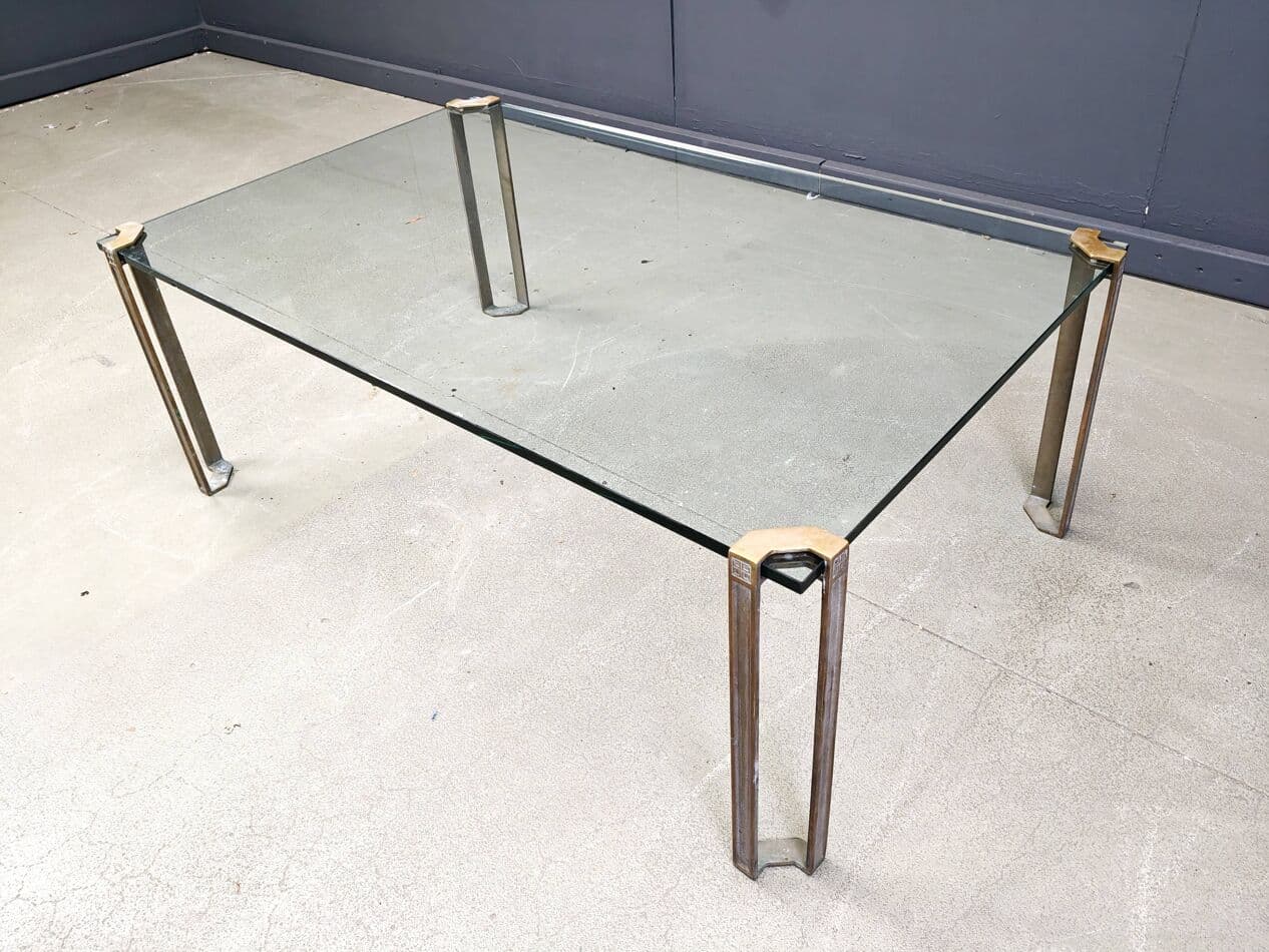 Coffee Table T24 Pioneer, clear glass, gold brass, by P. Ghyczy, Netherlands, 1970s - 273347
