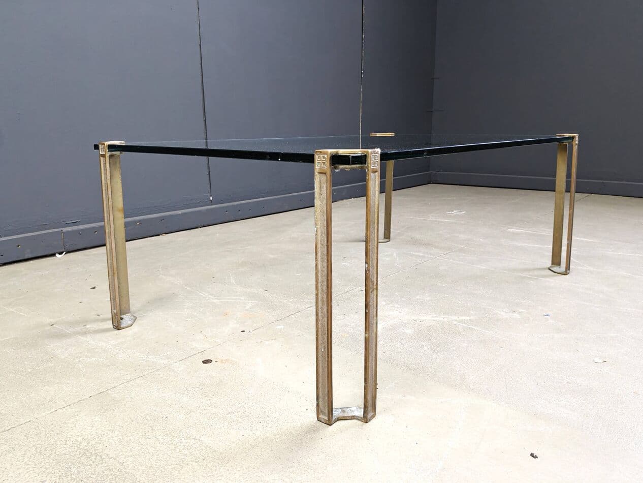 Coffee Table T24 Pioneer, clear glass, gold brass, by P. Ghyczy, Netherlands, 1970s - 273344