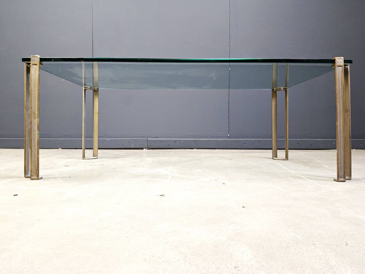 Coffee Table T24 Pioneer, clear glass, gold brass, by P. Ghyczy, Netherlands, 1970s - 273348