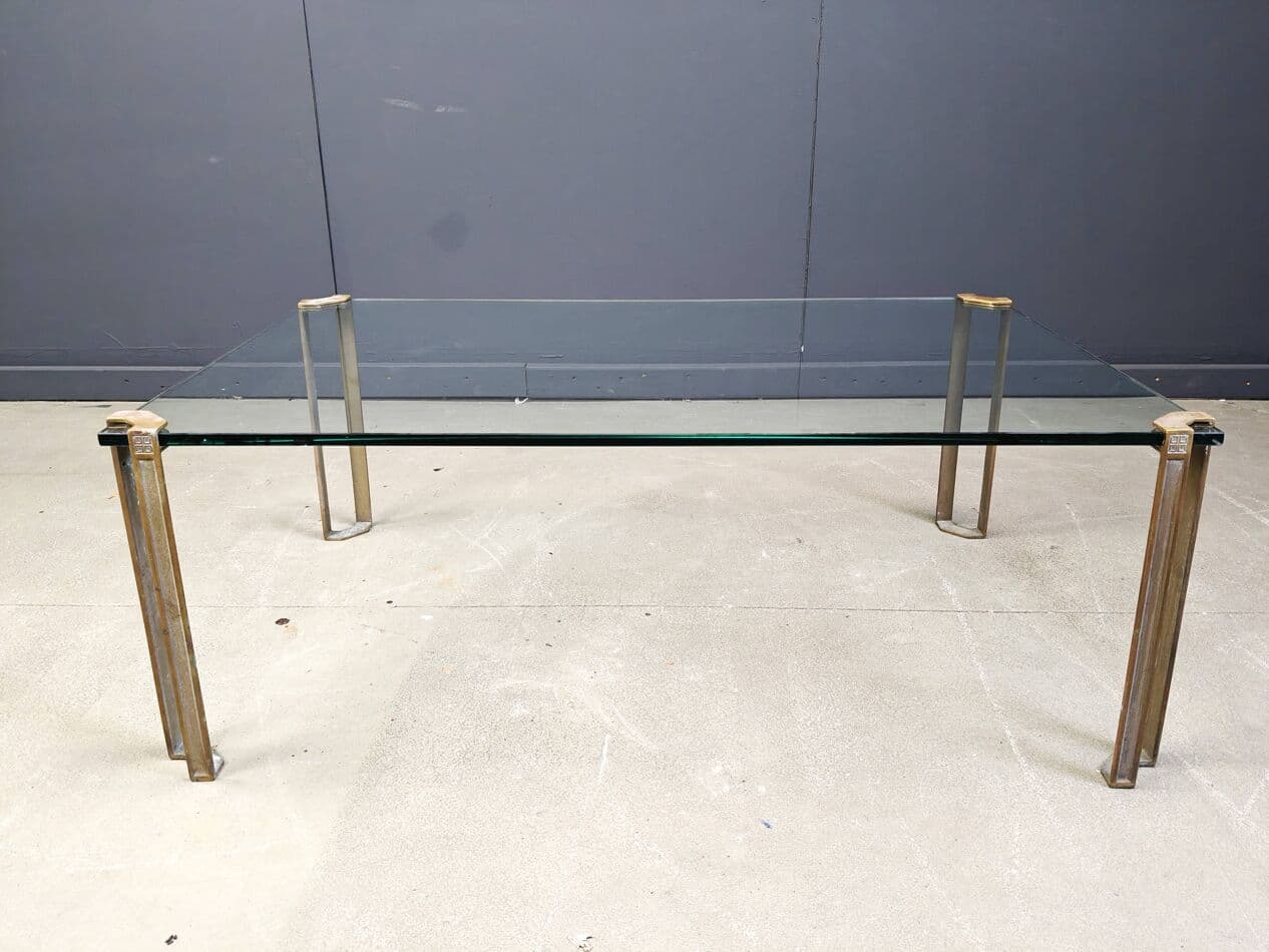 Coffee Table T24 Pioneer, clear glass, gold brass, by P. Ghyczy, Netherlands, 1970s - 273339