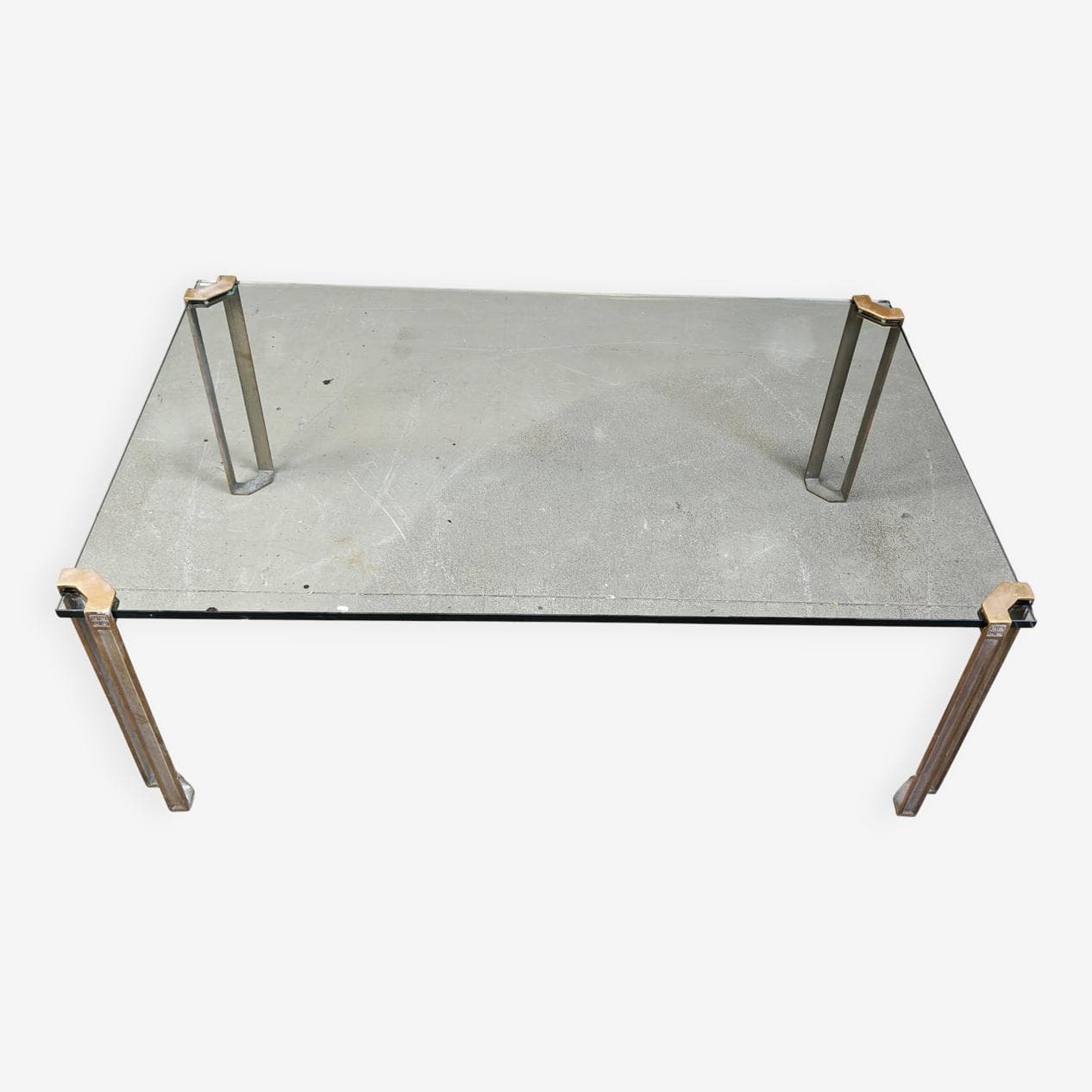 Coffee Table T24 Pioneer, clear glass, gold brass, by P. Ghyczy, Netherlands, 1970s - 273341