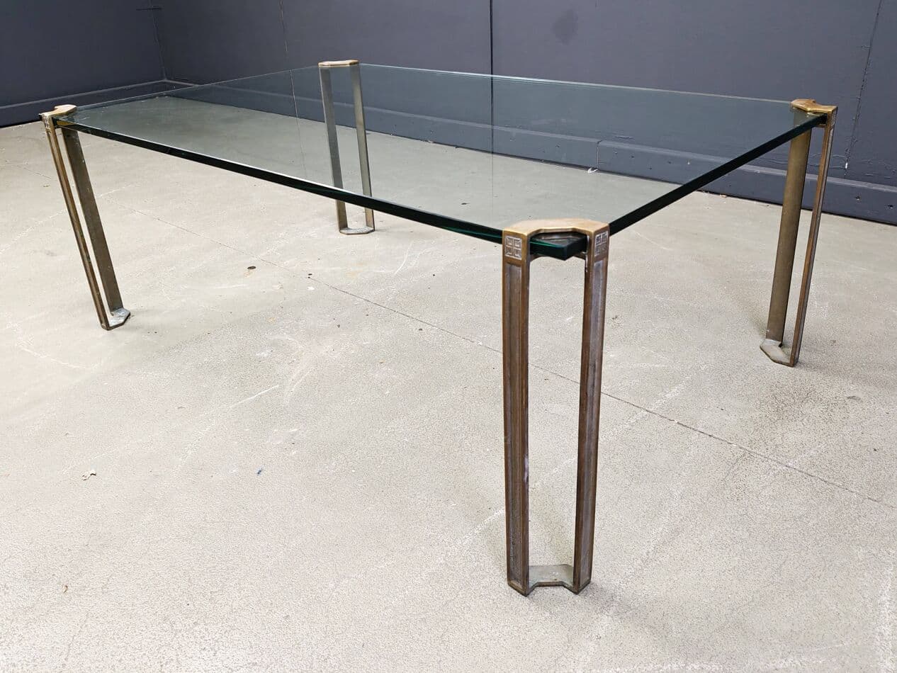 Coffee Table T24 Pioneer, clear glass, gold brass, by P. Ghyczy, Netherlands, 1970s - 273346