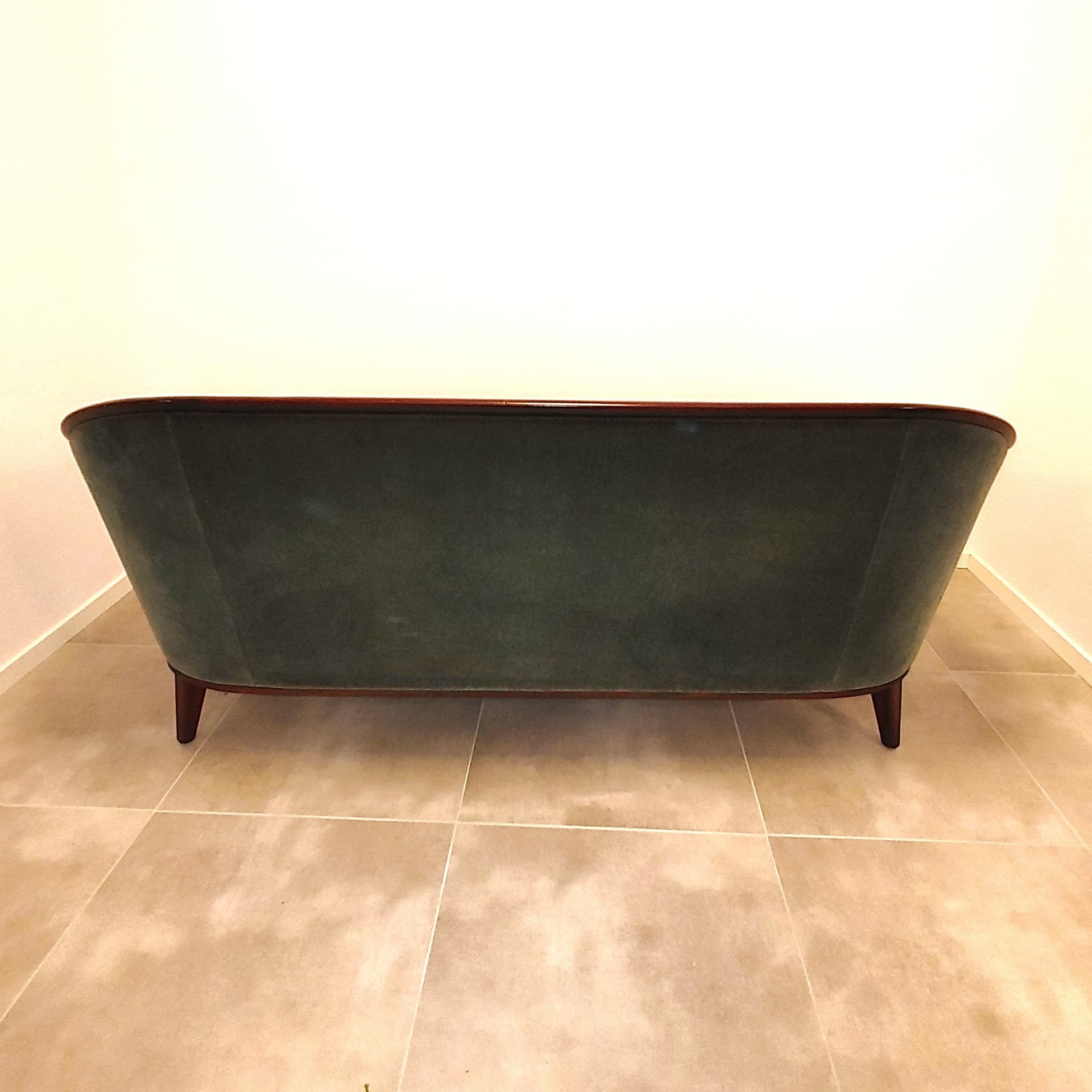 Sofa Aristokrat, velvet oliwkowy, orzech, proj. B. Fragd, Fridhagen, Szwecja, lata 60. - 79320