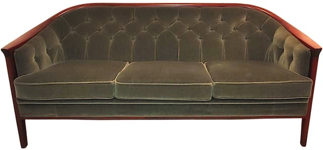 Sofa Aristokrat, velvet oliwkowy, orzech, proj. B. Fragd, Fridhagen, Szwecja, lata 60. - WYMIARY