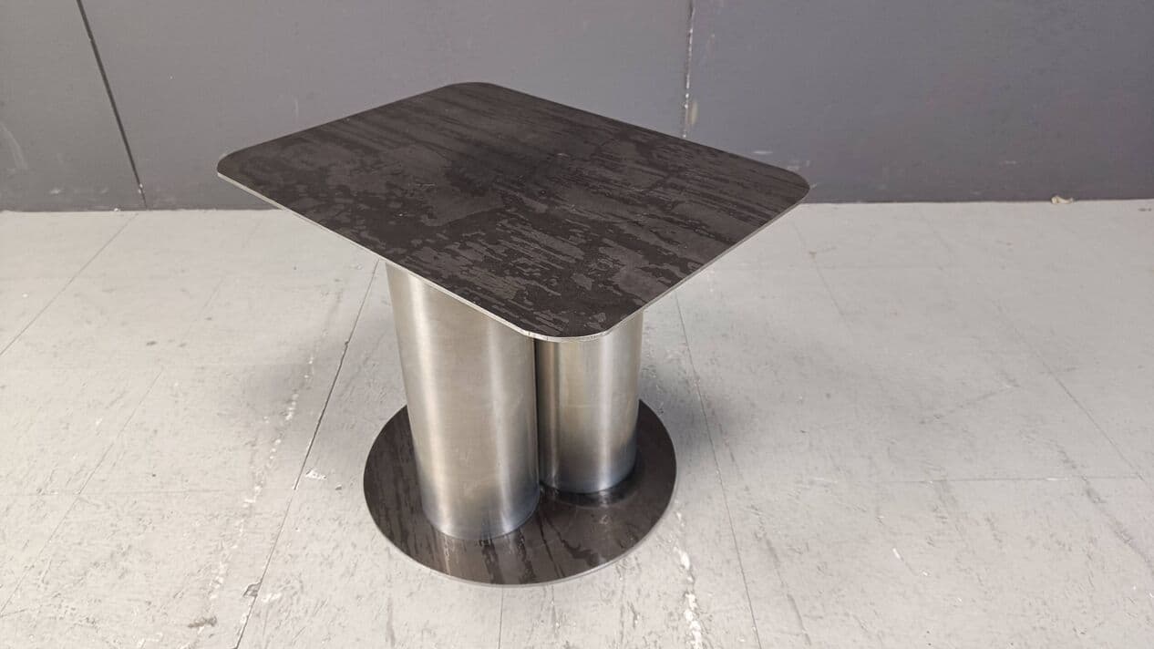 Stolik boczny brutalistyczny, metal srebrny, Niemcy, lata 70. - 273267