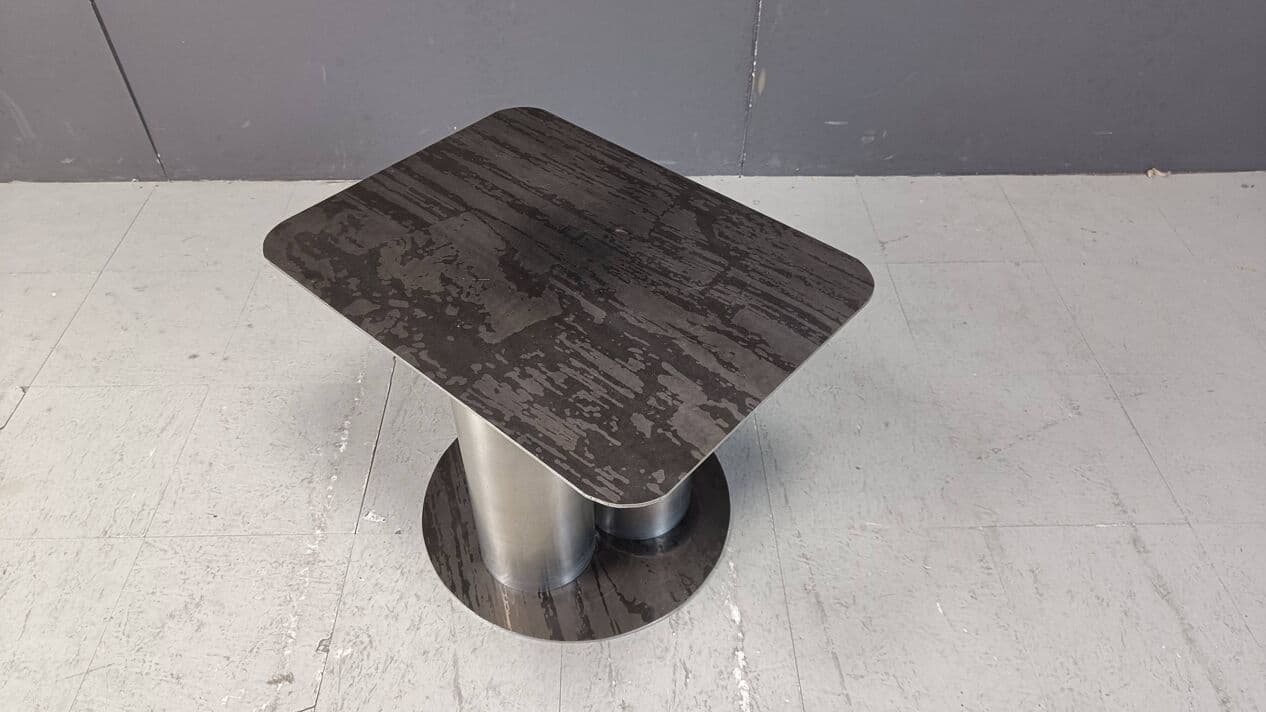 Stolik boczny brutalistyczny, metal srebrny, Niemcy, lata 70. - 273266