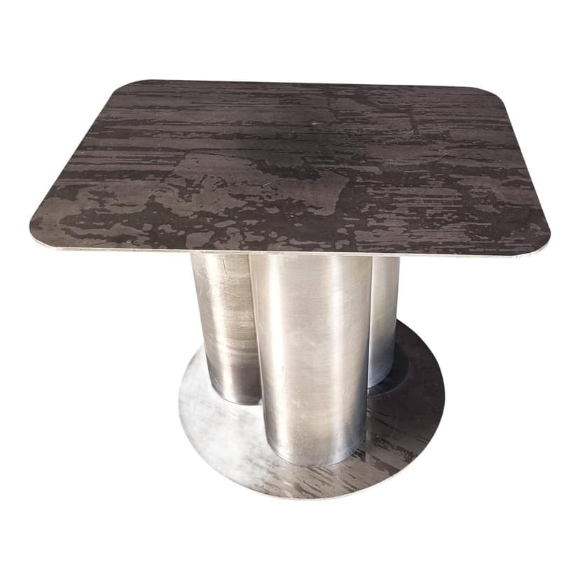 Stolik boczny brutalistyczny, metal srebrny, Niemcy, lata 70.