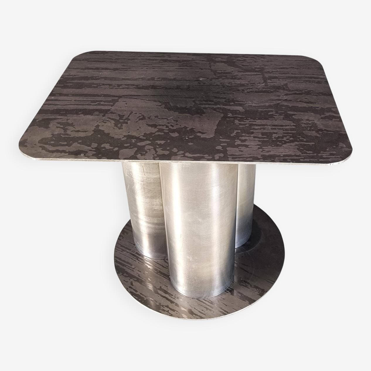 Stolik boczny brutalistyczny, metal srebrny, Niemcy, lata 70. - 273264