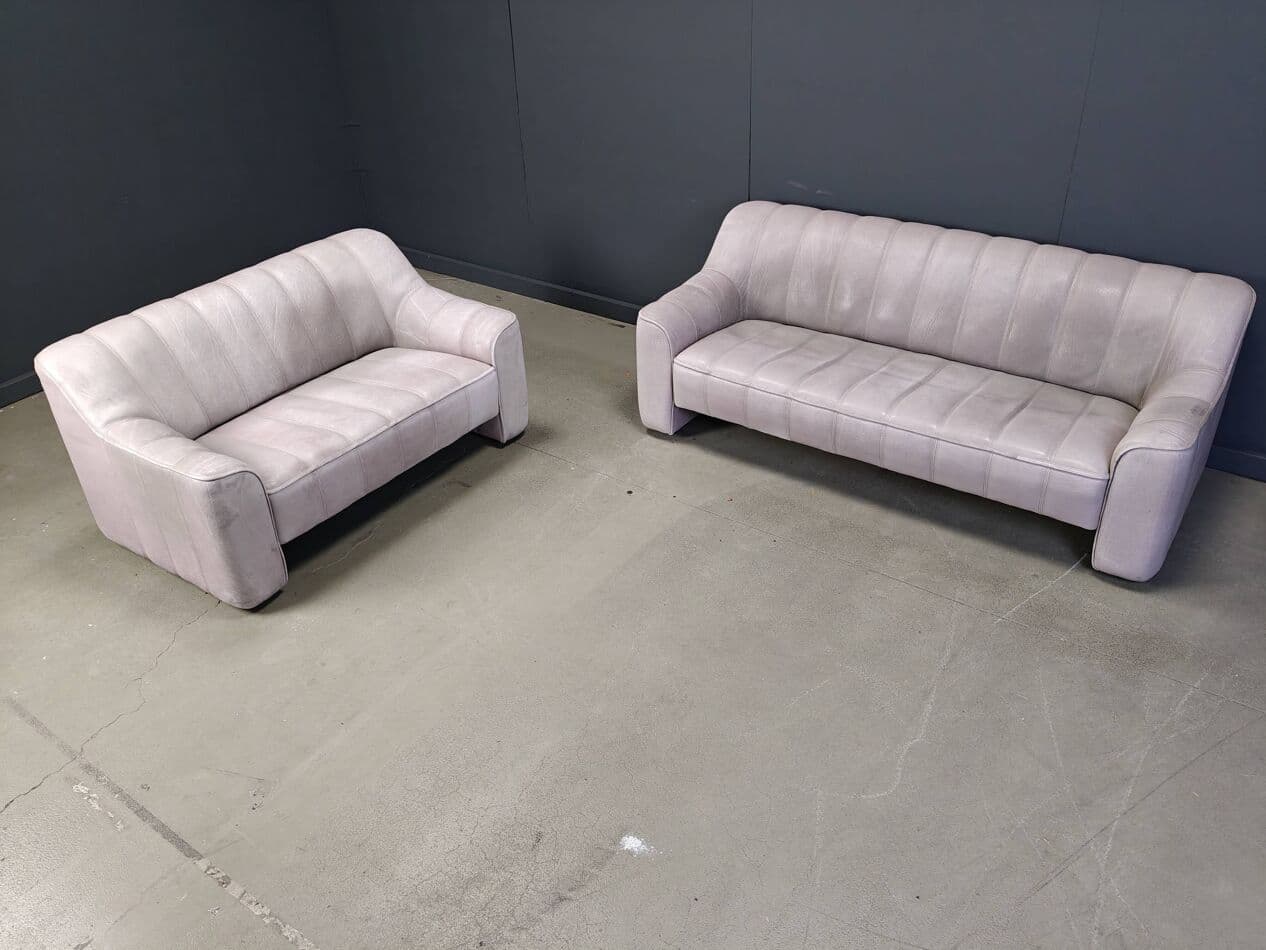 Sofa trzyosobowa DS44, skóra naturalna szara, Szwajcaria, lata 70. - 273193