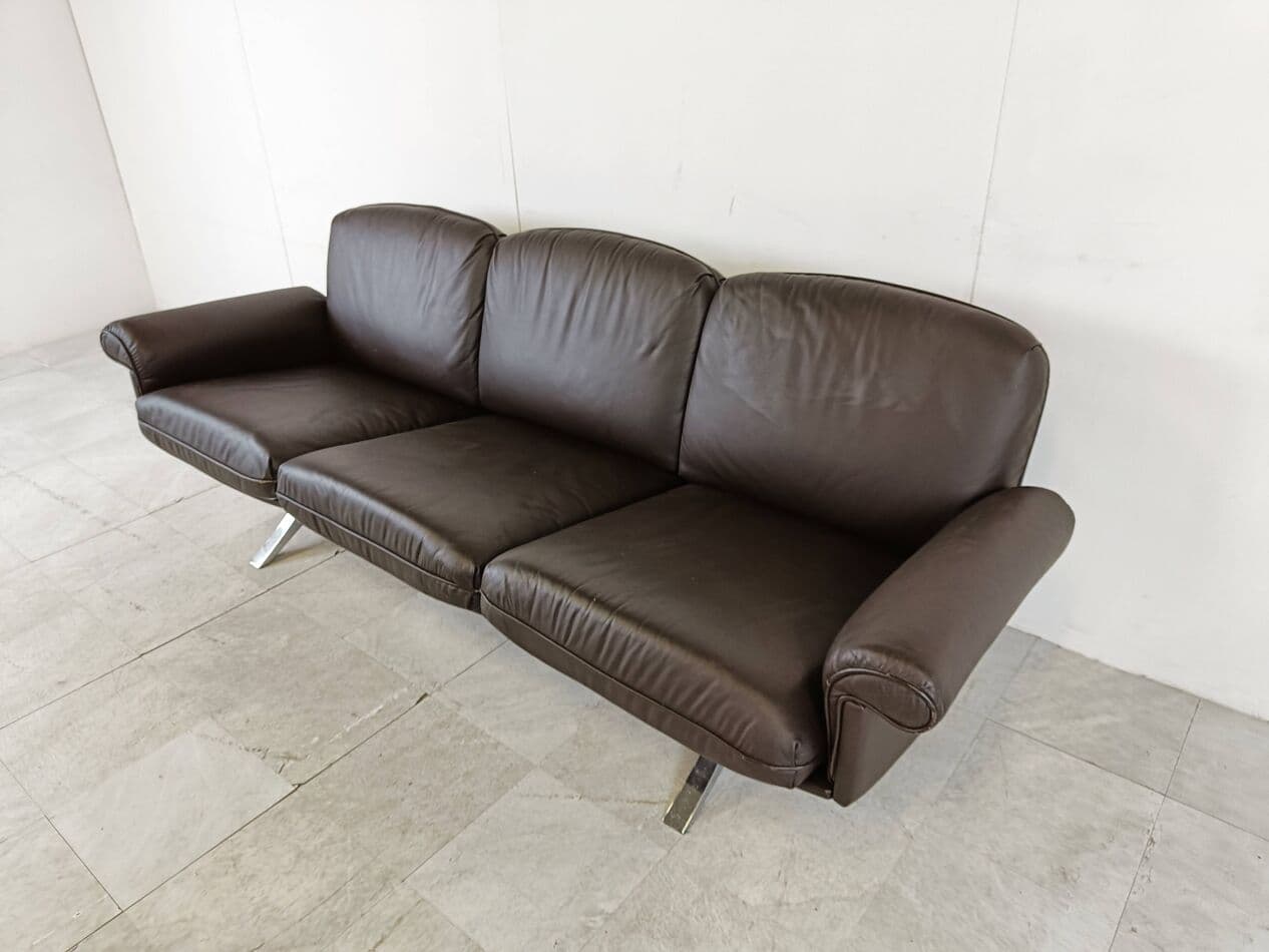 Sofa trzyosobowa DS31, brązowy, skóra, De Sede, Szwajcaria, lata 70. - 273105