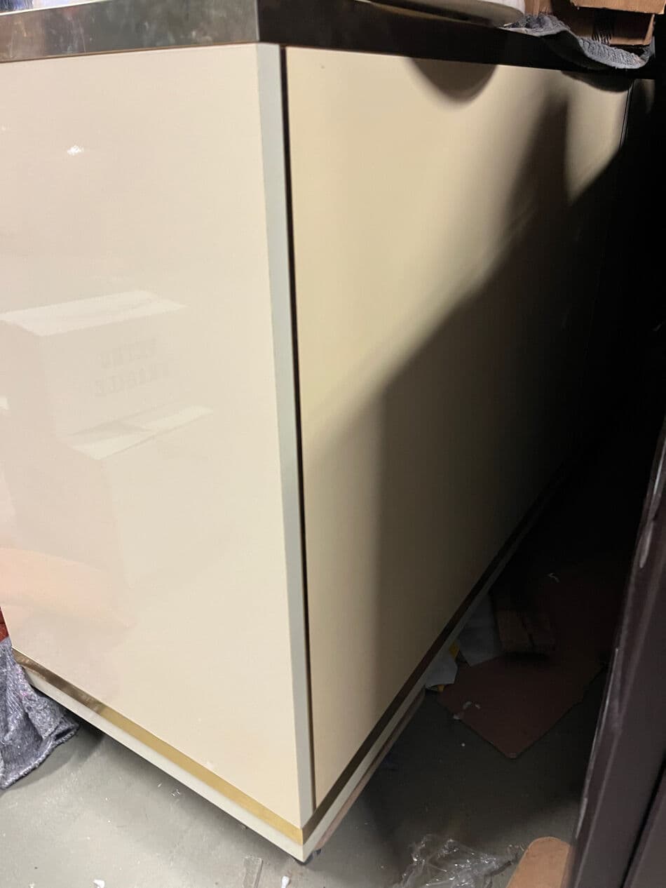 Komoda, beżowy, drewno, mosiądz, proj. J.-C. Mahey, Francja, lata 80. - 272968