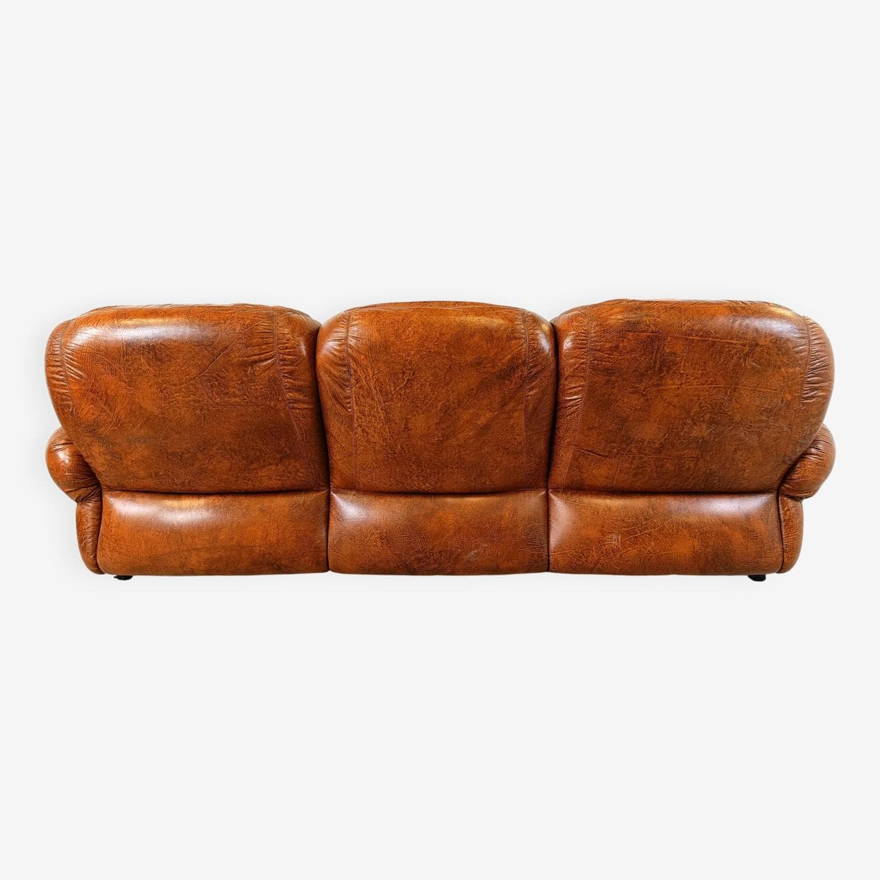 Sofa trzyosobowa, brązowy, skóra ekologiczna, Włochy, lata 70. - 272932