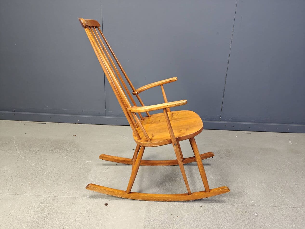 Fotel bujany, brązowy, drewno, Dania, lata 60. - 272899