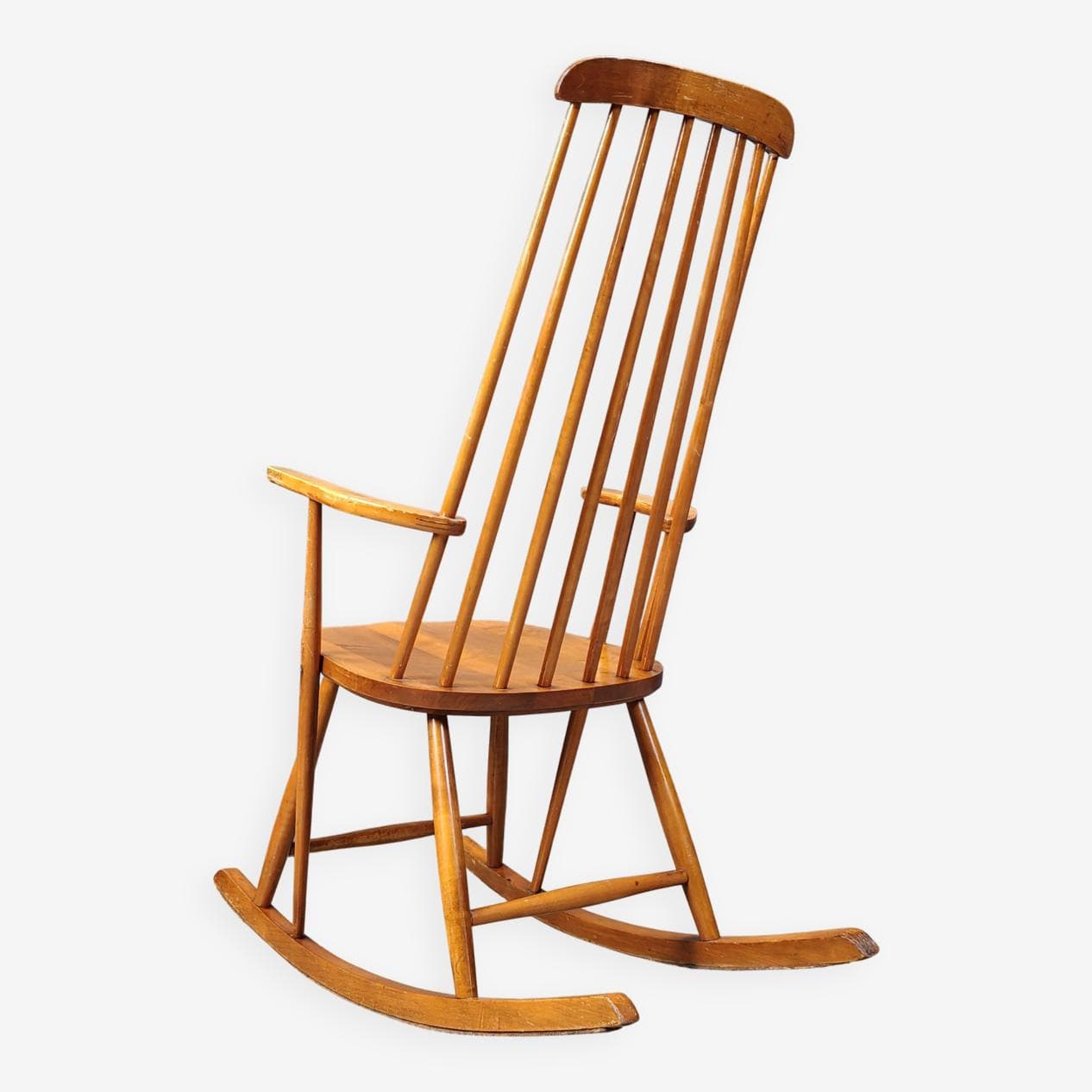 Fotel bujany, brązowy, drewno, Dania, lata 60. - 272891
