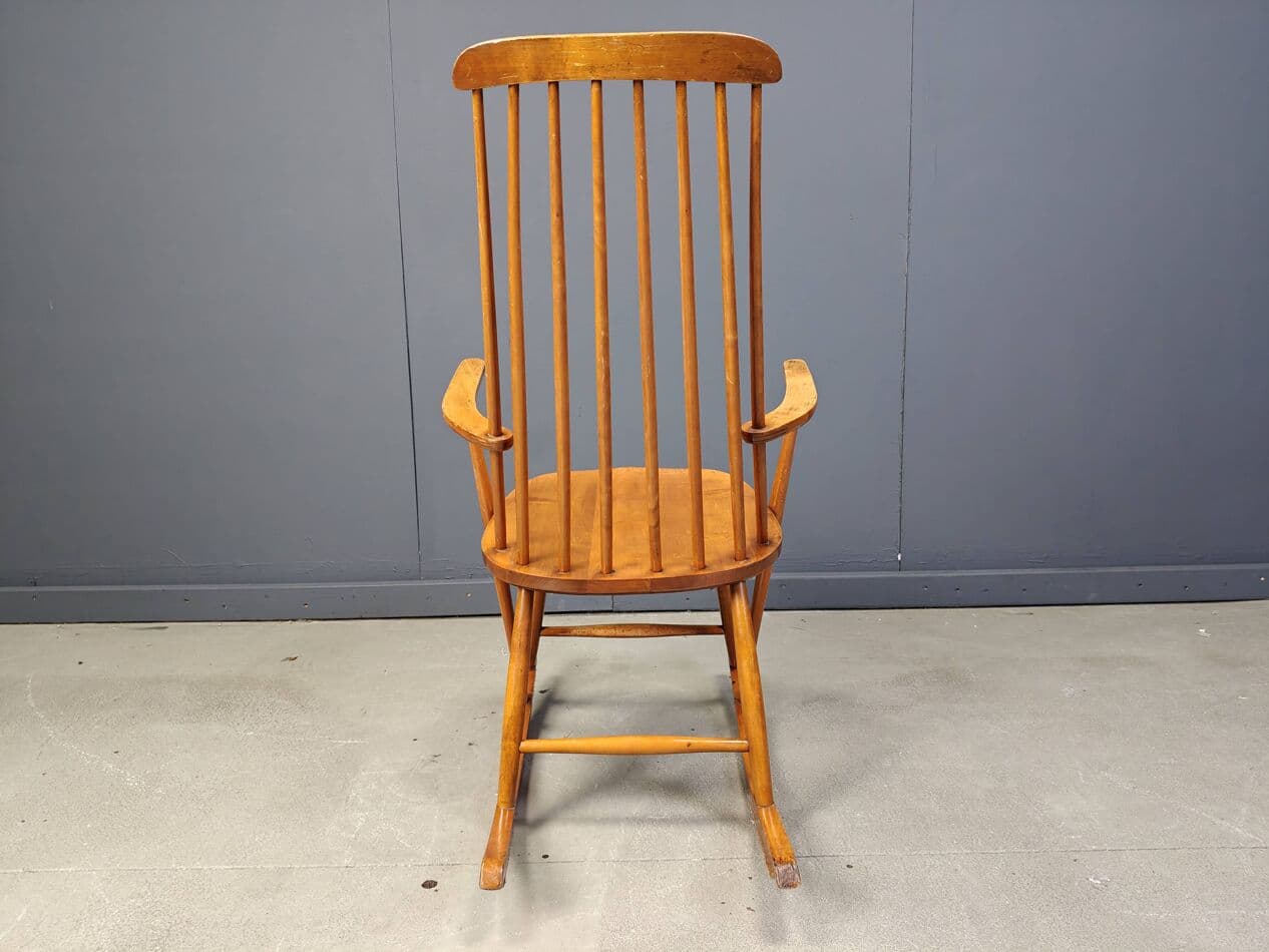 Fotel bujany, brązowy, drewno, Dania, lata 60. - 272897