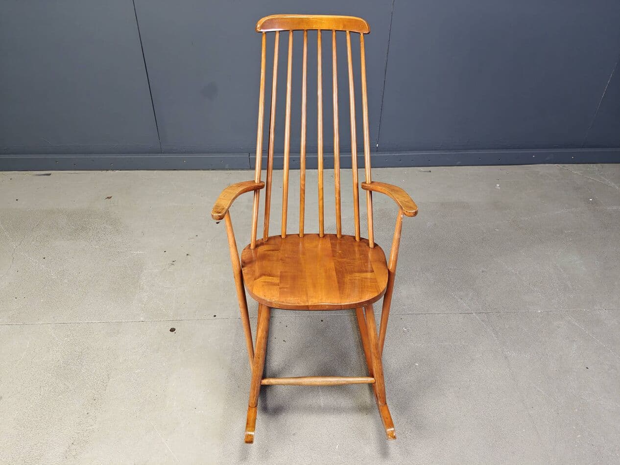 Fotel bujany, brązowy, drewno, Dania, lata 60. - 272894