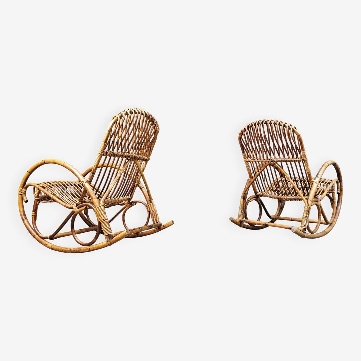 Para foteli bujanych, bambus brązowy, Włochy, lata 60. - 272798