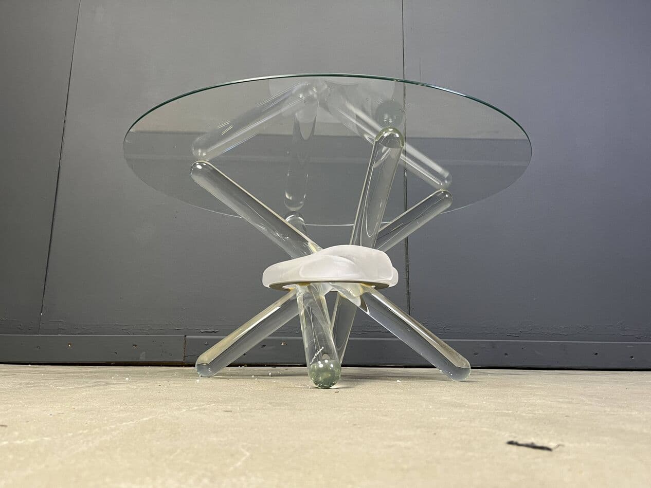 Stolik kawowy Arlequin, szkło Murano transparent, proj. M. Barilone, Włochy, lata 80. - 272764