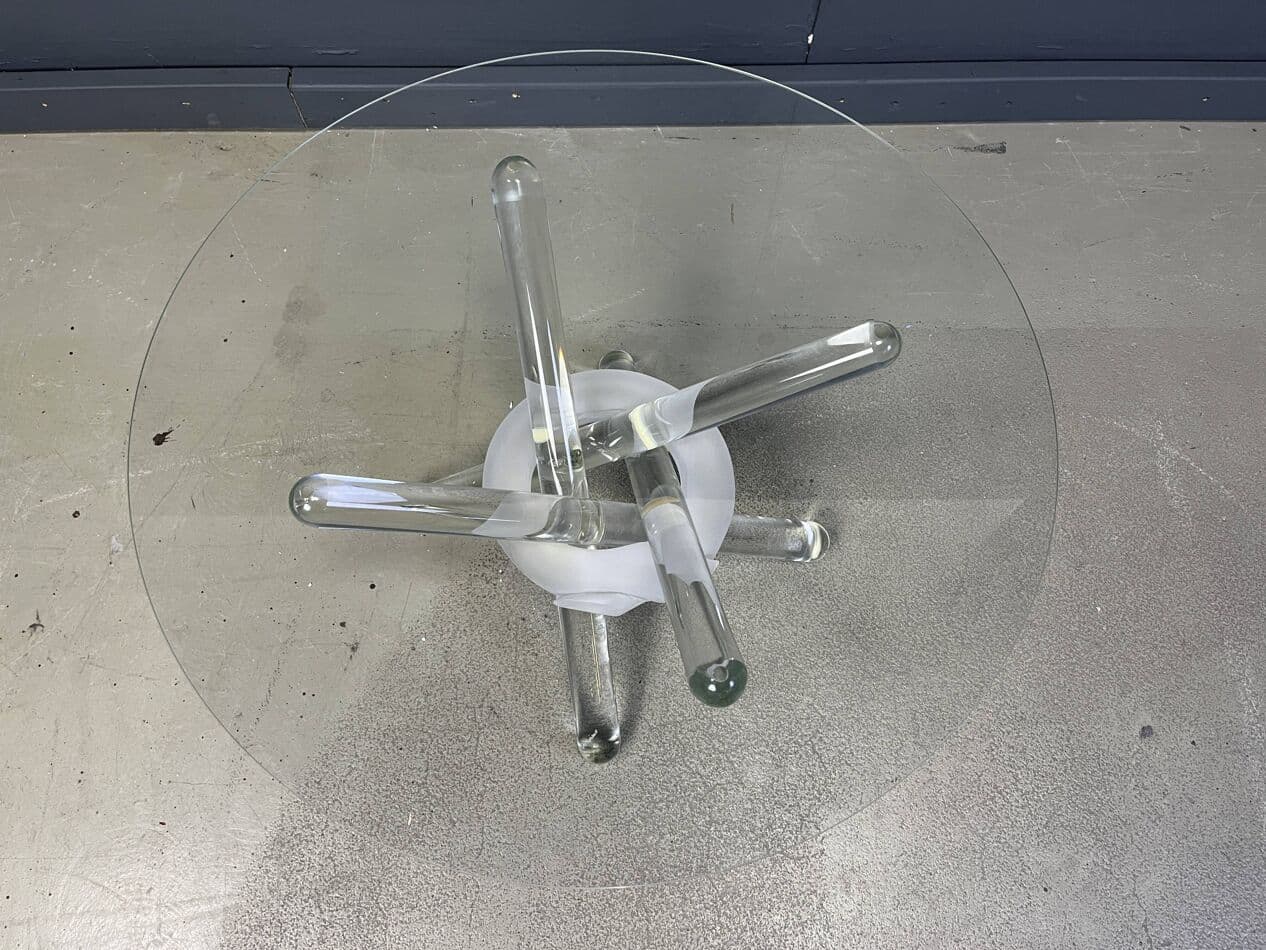 Stolik kawowy Arlequin, szkło Murano transparent, proj. M. Barilone, Włochy, lata 80. - 272763