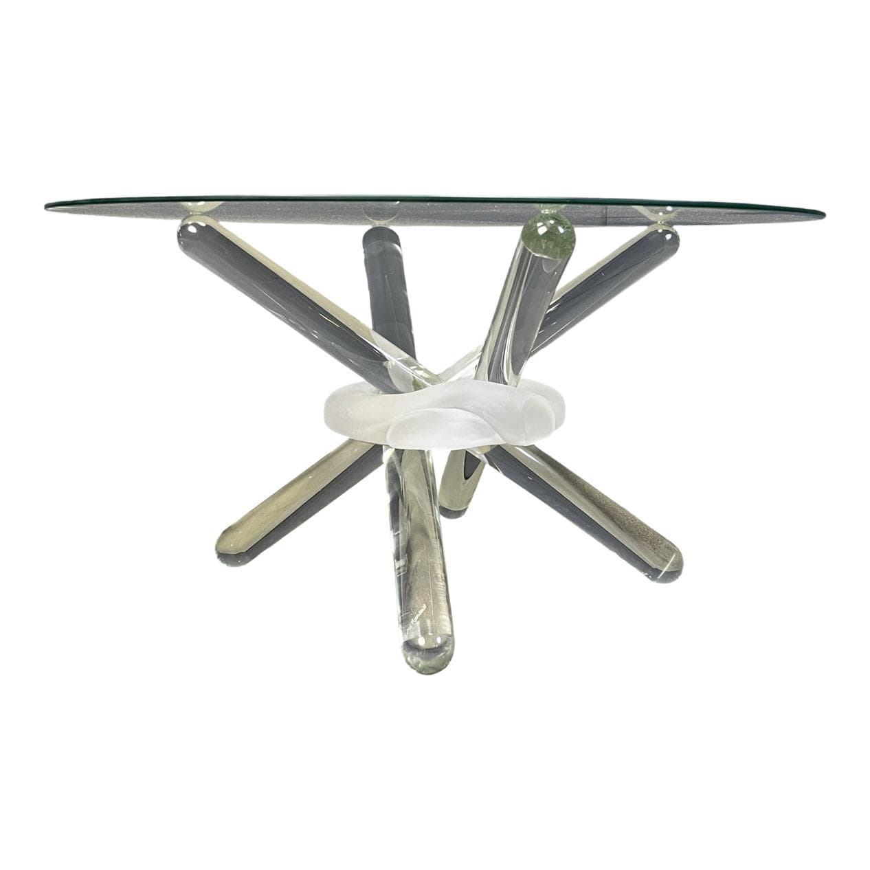 Stolik kawowy Arlequin, szkło Murano transparent, proj. M. Barilone, Włochy, lata 80.