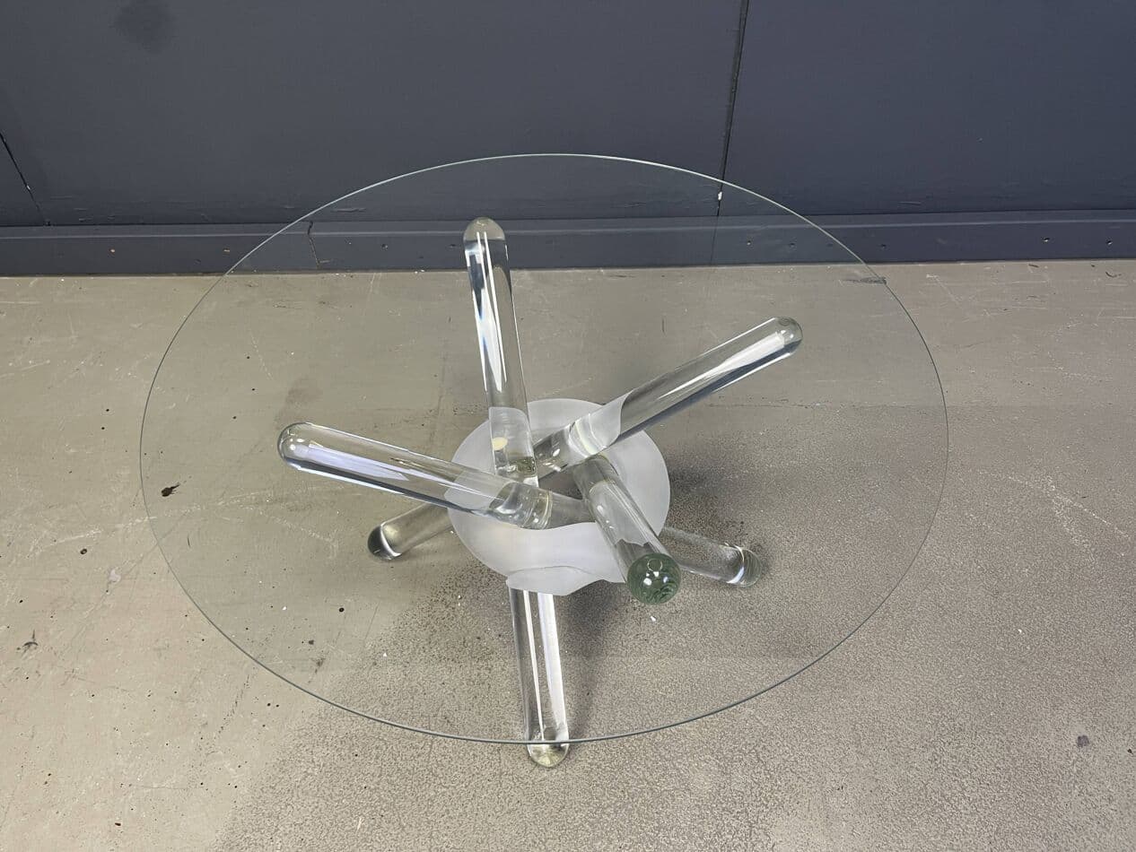 Stolik kawowy Arlequin, szkło Murano transparent, proj. M. Barilone, Włochy, lata 80. - 272767