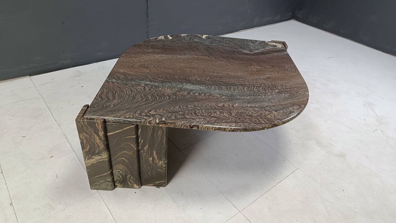 Coffee table, grey marble, Italy, 1980s. - 272748