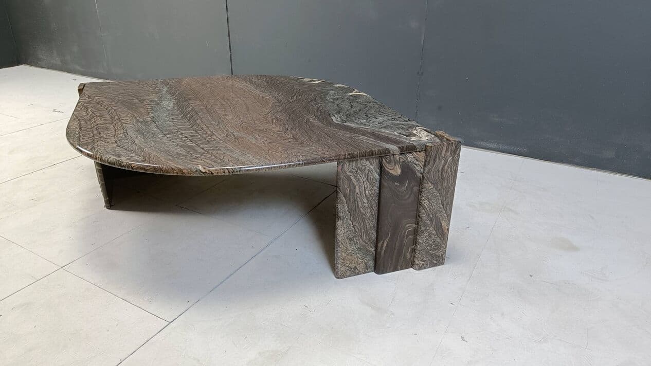 Coffee table, grey marble, Italy, 1980s. - 272749