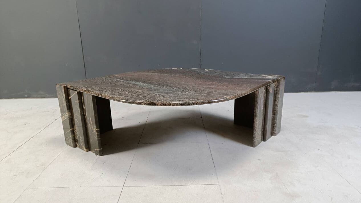 Coffee table, grey marble, Italy, 1980s. - 272745