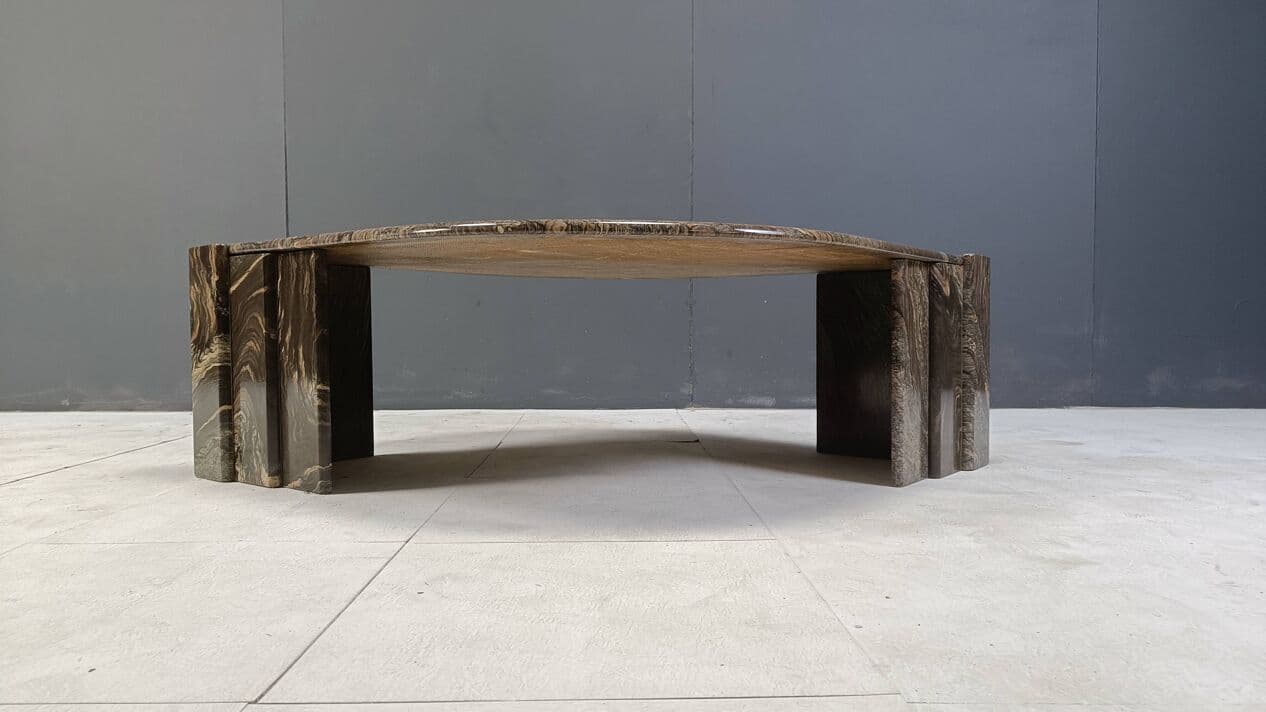 Coffee table, grey marble, Italy, 1980s. - 272747