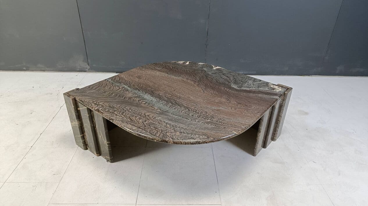 Coffee table, grey marble, Italy, 1980s. - 272752