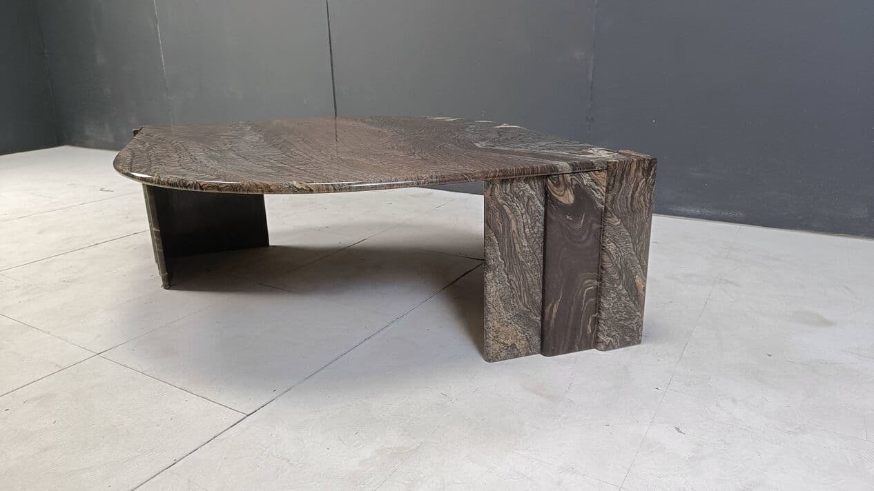 Coffee table, grey marble, Italy, 1980s. - 272750