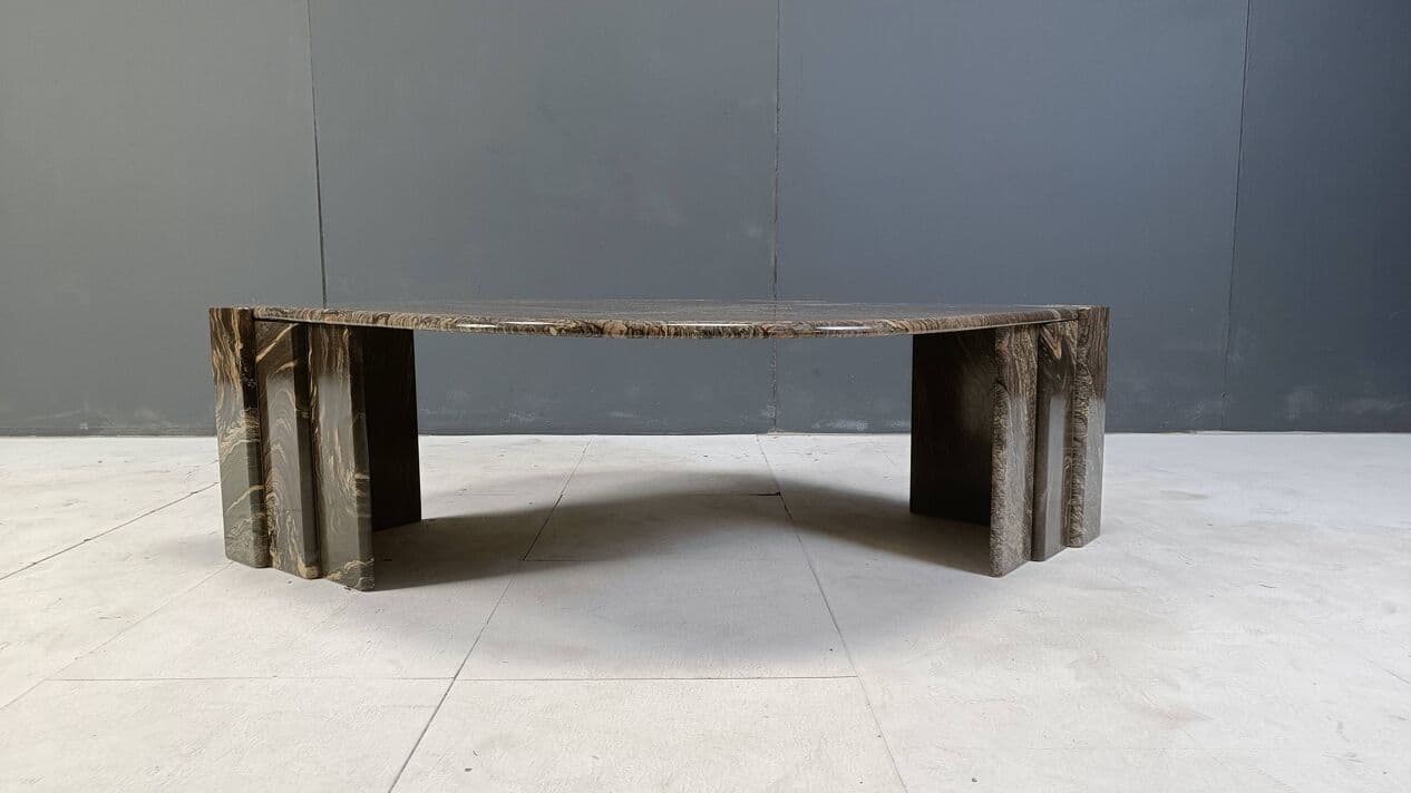 Coffee table, grey marble, Italy, 1980s. - 272746