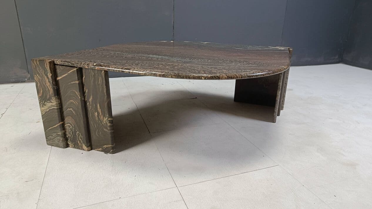 Coffee table, grey marble, Italy, 1980s. - 272751