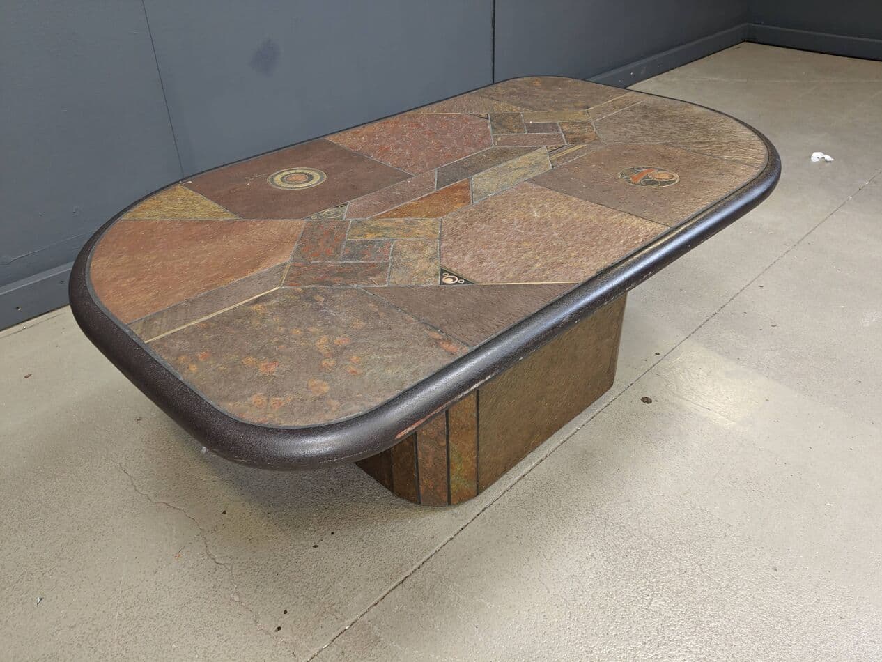 Coffee Table Brutalist, brown stone, Germany, 1980s. - 272743