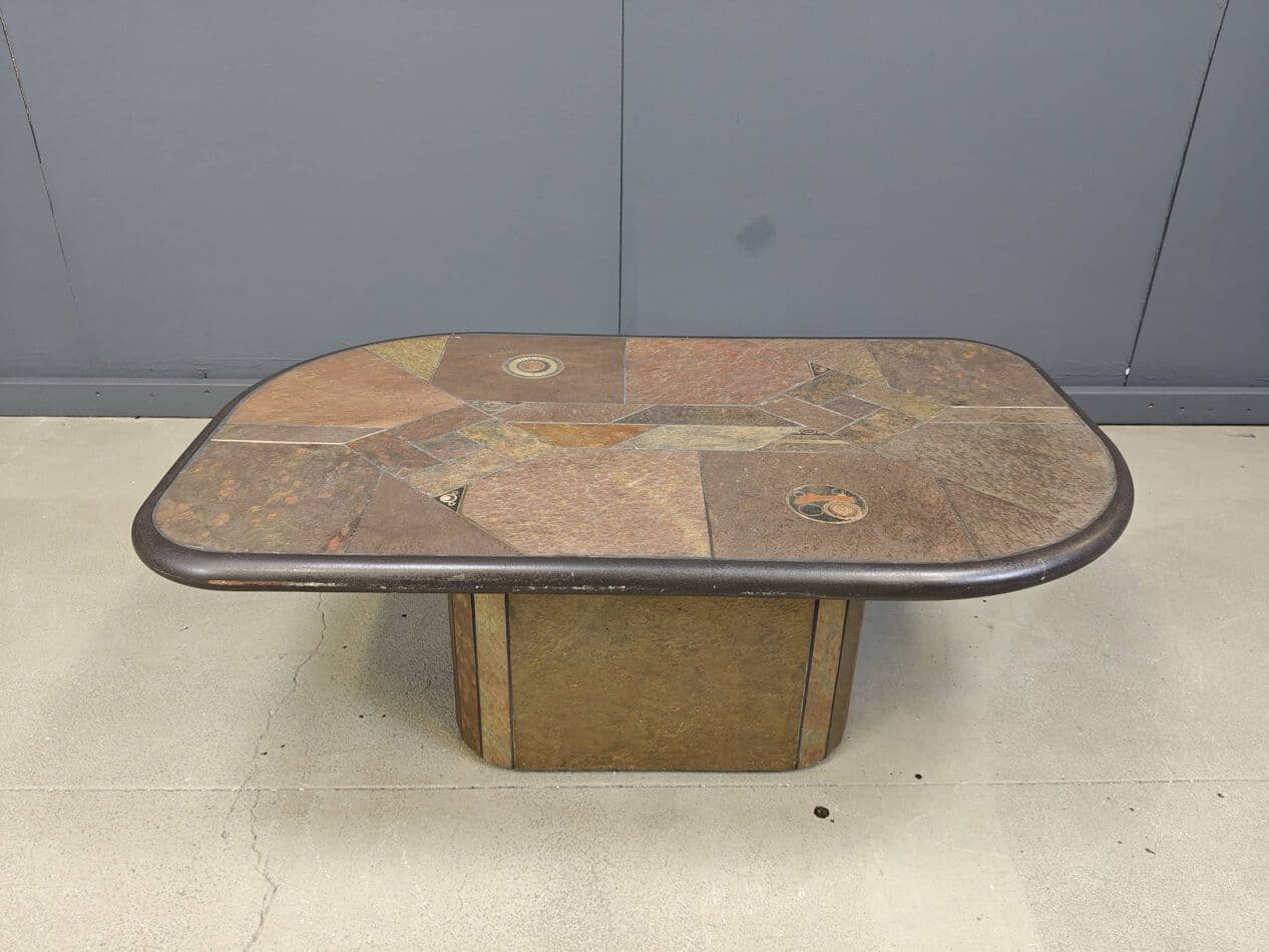 Coffee Table Brutalist, brown stone, Germany, 1980s. - 272732