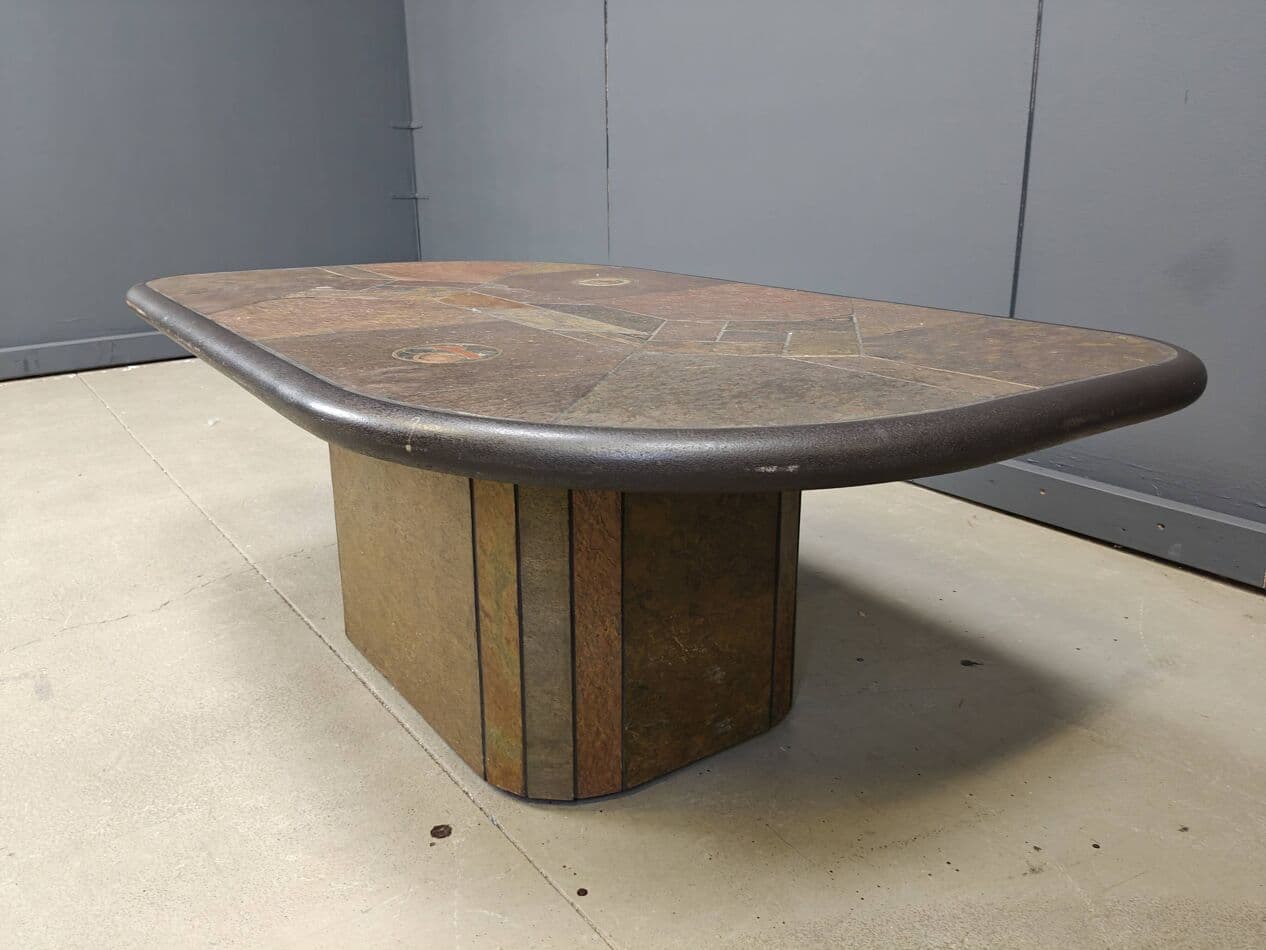 Coffee Table Brutalist, brown stone, Germany, 1980s. - 272742