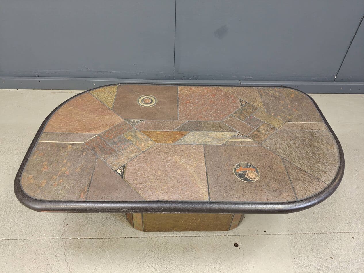 Coffee Table Brutalist, brown stone, Germany, 1980s. - 272733